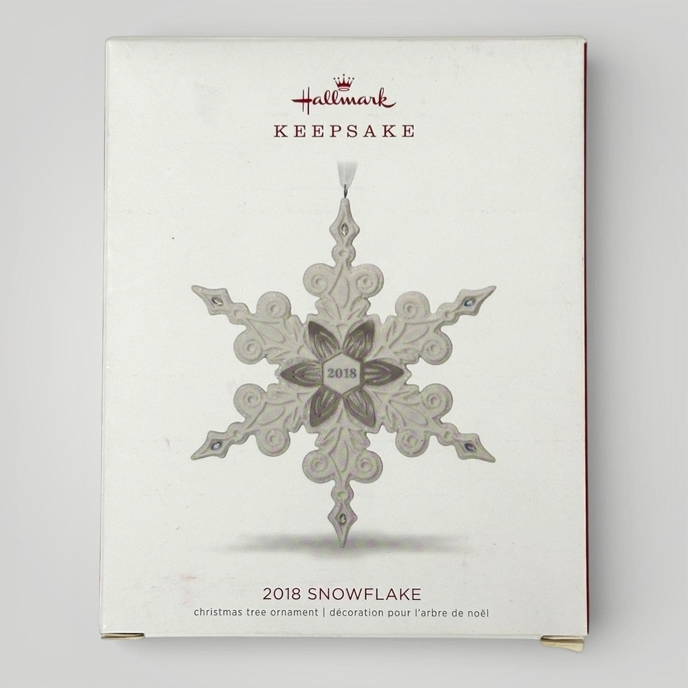 Hallmark Keepsake 2018 Snowflake Ornament Porcelain Glitter Christmas Decor